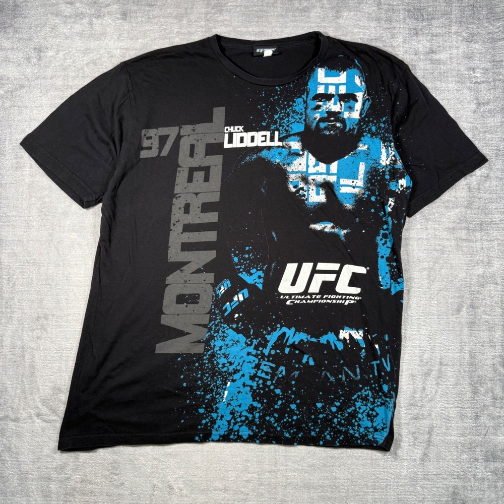 UFC Chuck Liddell Shirt Mens XL Black Vintage Y2K Montreal 97 MMA Iceman Tee